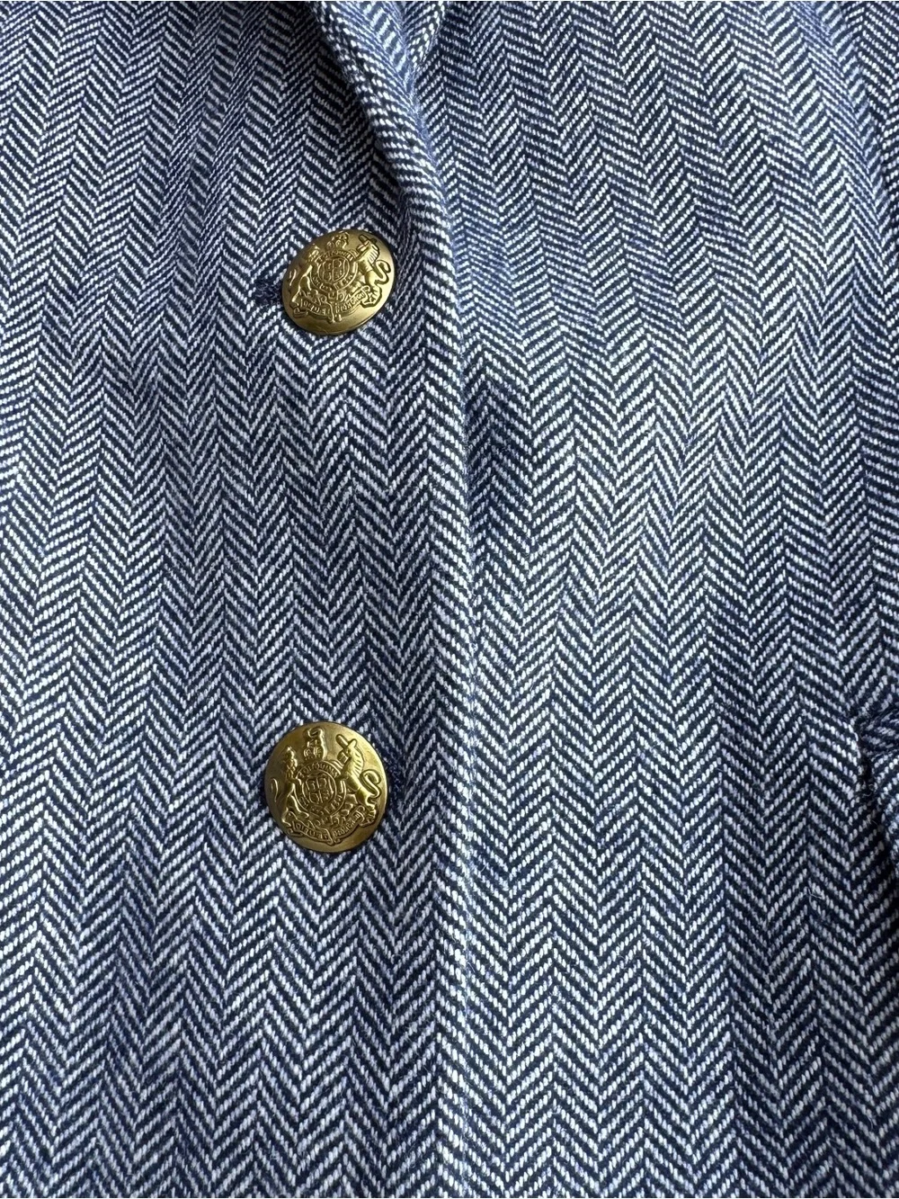J Crew women's Herringbone wool-blend schoolboy blazer long sleeve size 4 blue